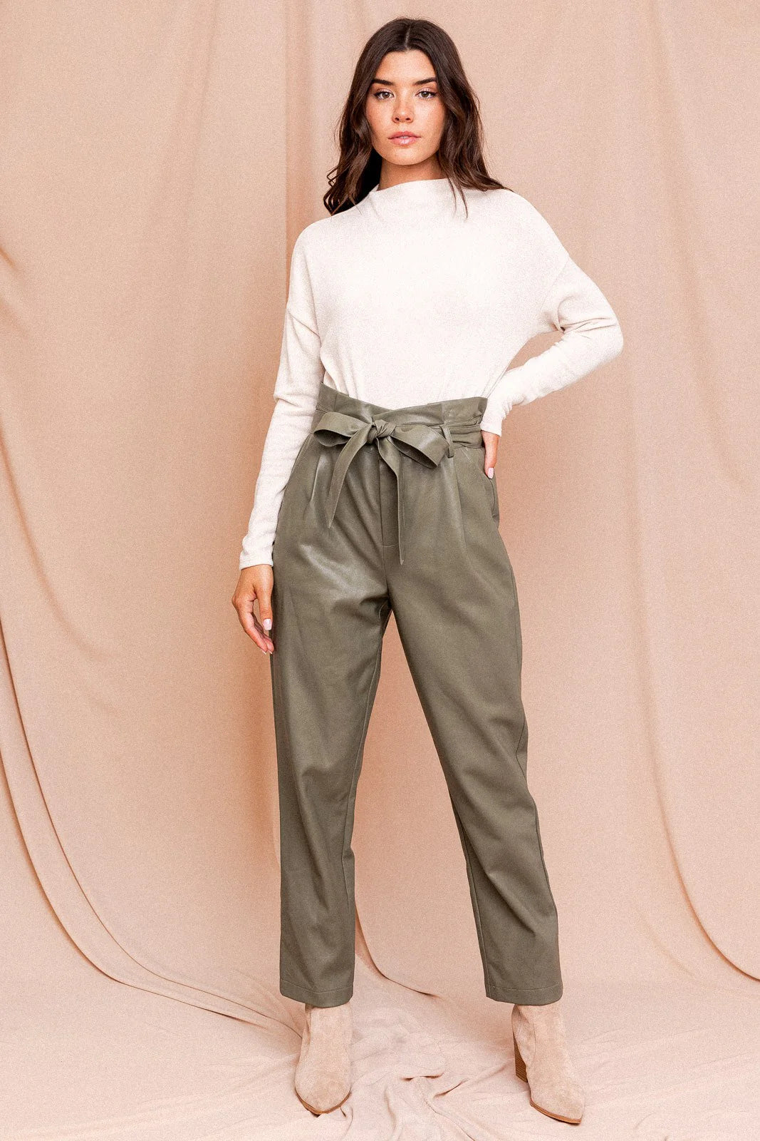 Paperbag High Waist Belted Vegan Trousers Trousers Capri Summer