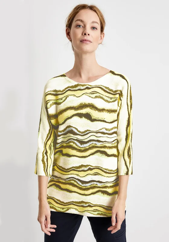 Gerry Weber Wavy Print Jumper, Yellow Multi Anti-Pilling Anti-Shrink Durable