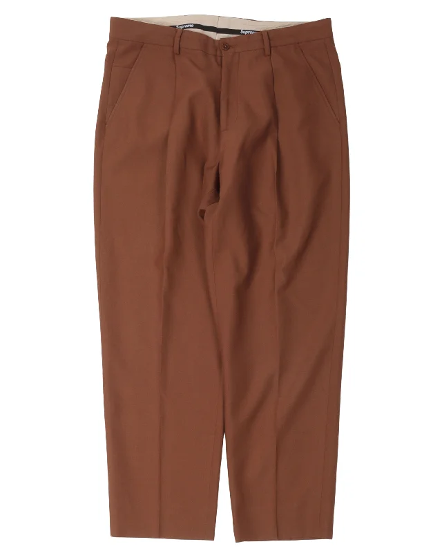 Pleated Wool Blend Trousers Trousers sophisticated sleek