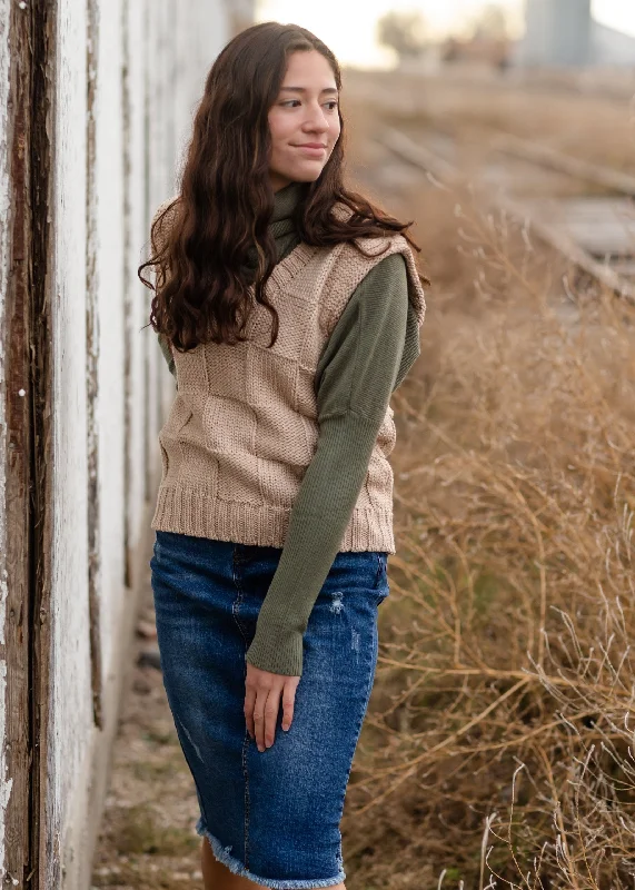 Checker Knit V Neck Sweater Vest - FINAL SALE Terry Blend Velvet Blend Canvas Blend