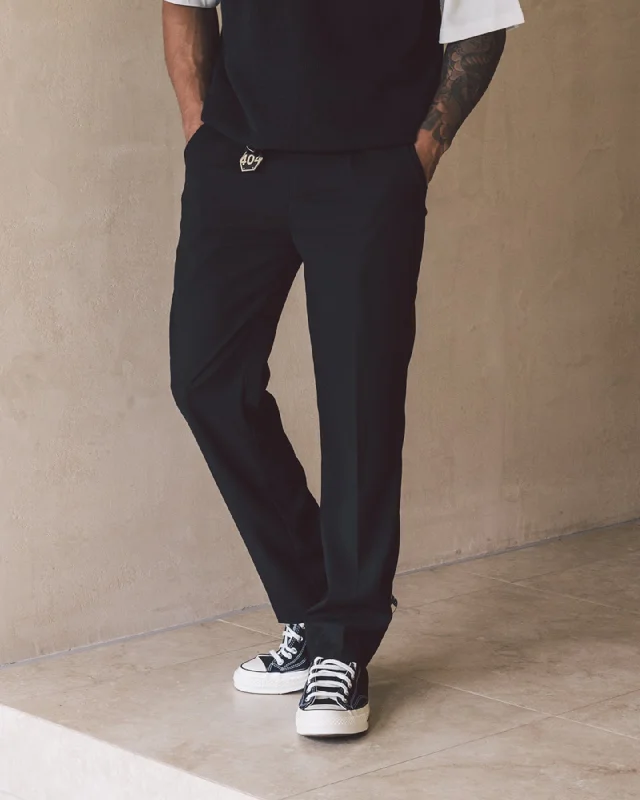 404 Heritage Trousers Black Chinos Cotton Straight Leg