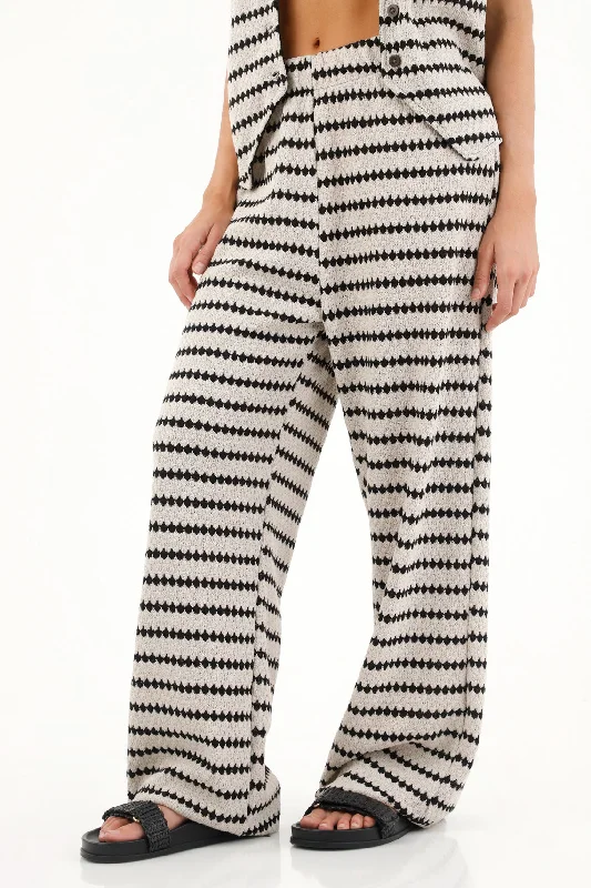 Women's striped and diamond patterned woven pants New Arrival Flared,