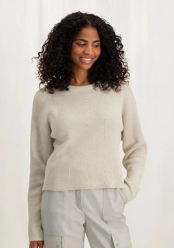 YAYA Crewneck Chenille Crewneck Sweater, Silver Lining Beige Casual Formal Business