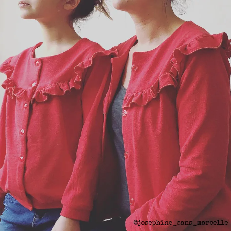 IRMA Duo Cardigan - Girl + Mum - PDF Sewing Pattern Spandex Blend Rayon Blend Denim Blend