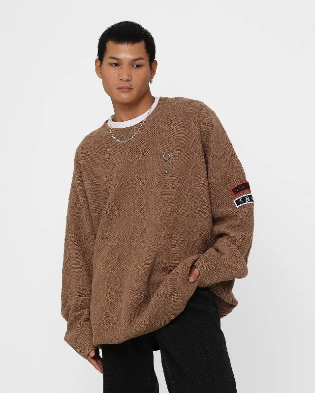 Fred Perry X Raf Simons Patched Oversized Jumper Almond Herringbone Houndstooth Plaid