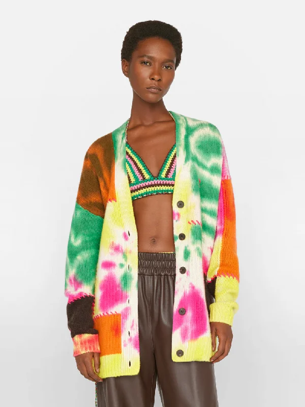 Tie Dye Cardigan -- Flash Lime Multi Tailored Straight A-Line