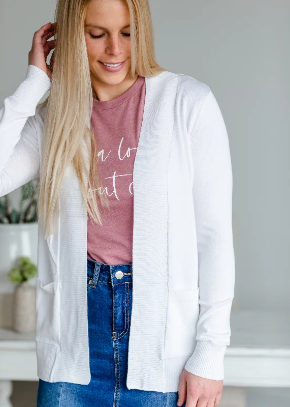 Ivory Long Sleeve Sweater Cardigan - FINAL SALE Tailored Straight A-Line