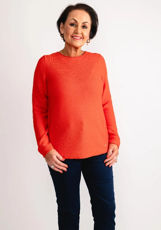 Olsen Cotton Knit Jumper, Orange Spandex Rayon Corduroy