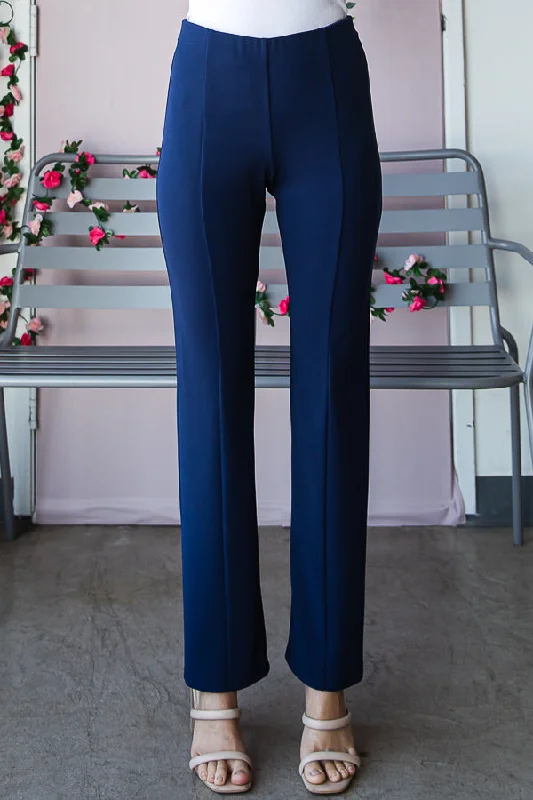 Front-Lined Pull-On Dress Pants in Navy Discount Jeans,