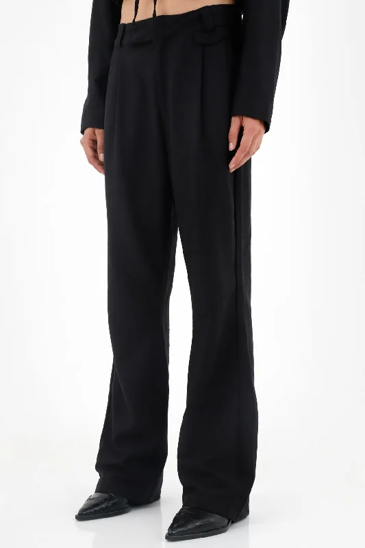 Women's Black Straight Leg Pants Pants High-Waisted,