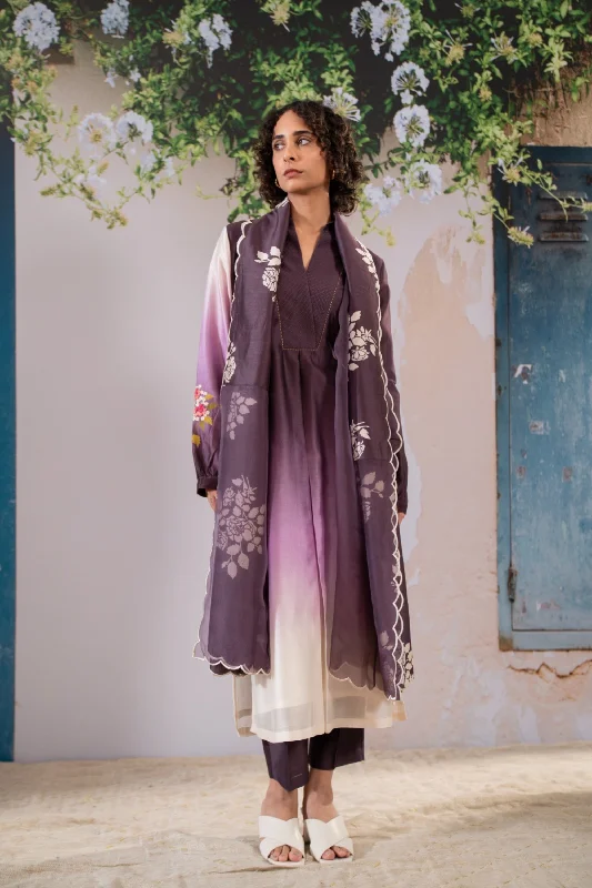 Ombre Kurta and Pant Set Leggings Wide-Leg,