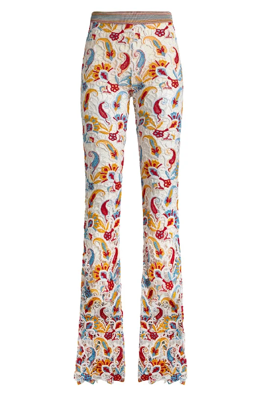 Crochet Trousers Trousers Print Floral