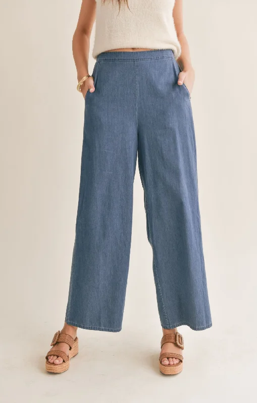 Sadie And Sage Conversations Chambray Pants New Arrival Wide-Leg,