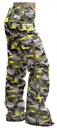 Girls "Hipster" UFO Pants (Yellow Camo) Comfort High-Waisted,