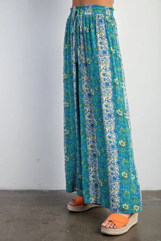 Cindy's Floral Print Gauze Palazzo Pants Bootcut High-Waisted,