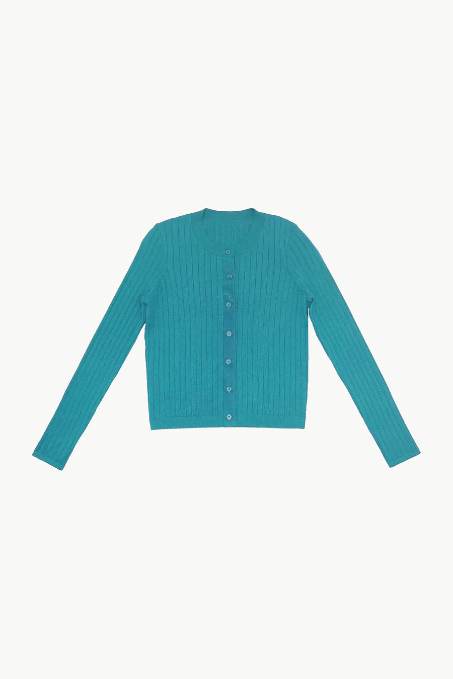 Teal Ribbed Cardigan Thin Thick Dense