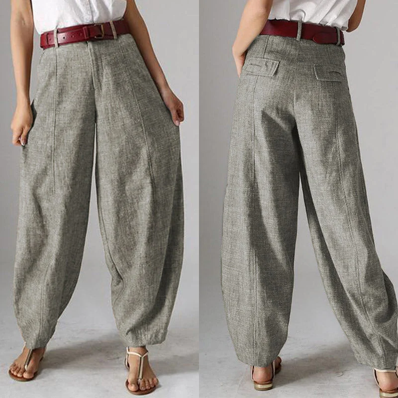 Casual Baggy Harem Pants Women's Autumn Trousers ZANZEA 2019 Vintage Front Zipper Pantalon Plus Size Cropped Pant Woman Palazzo Trousers Hiking Durable