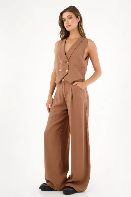 Women's Wide-Leg Brown Dress Pants Jeggings Discount,