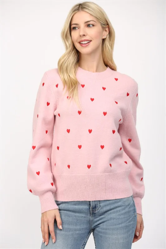 embroidered hearts sweater Welt Pockets Slit Pockets Flap Pockets