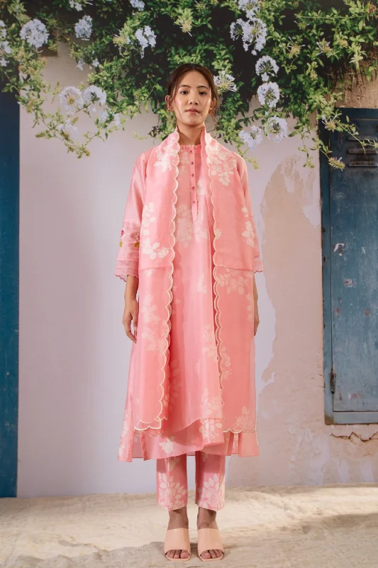 Pink Kurta and Pant Set Trousers Skinny,