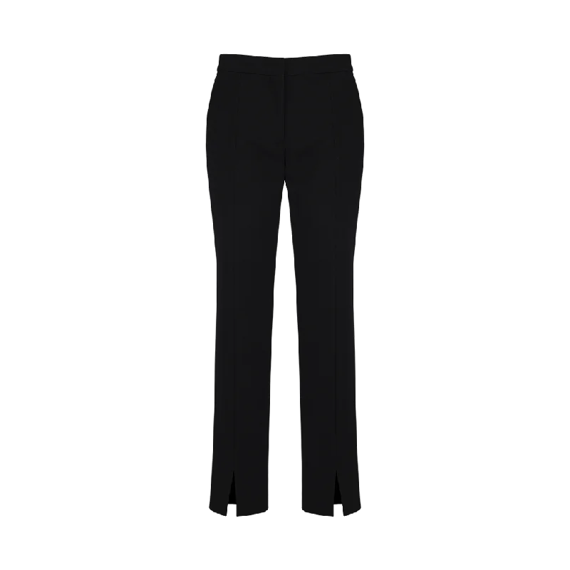 Pleated Split-Hem Trousers Trousers Formal Black