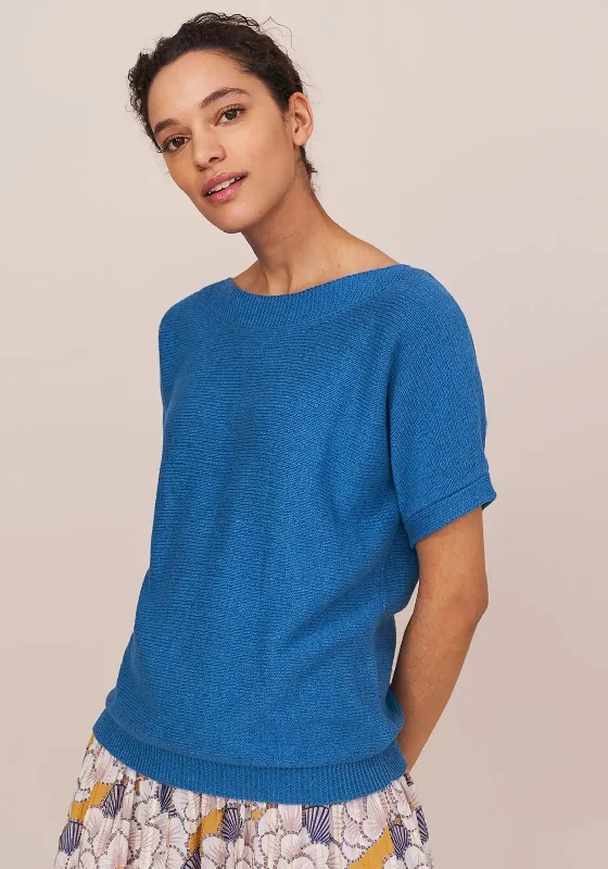 White Stuff Rye Tape Short Sleeve Jumper, Blue Layered Multi-layer Single Layer