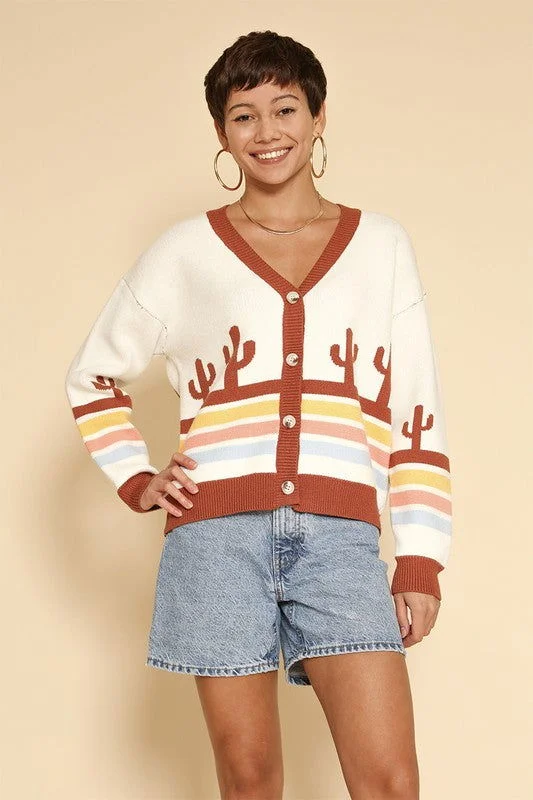 Desert retro stripe cardigan Terry Blend Velvet Blend Canvas Blend