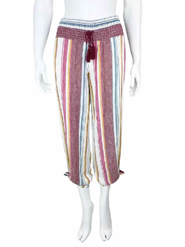 Vanilla Star, Teen Girls' Linen Blend Wide-Leg/Harem Pants, Ivory Multi, Size S High-Waisted Sale,